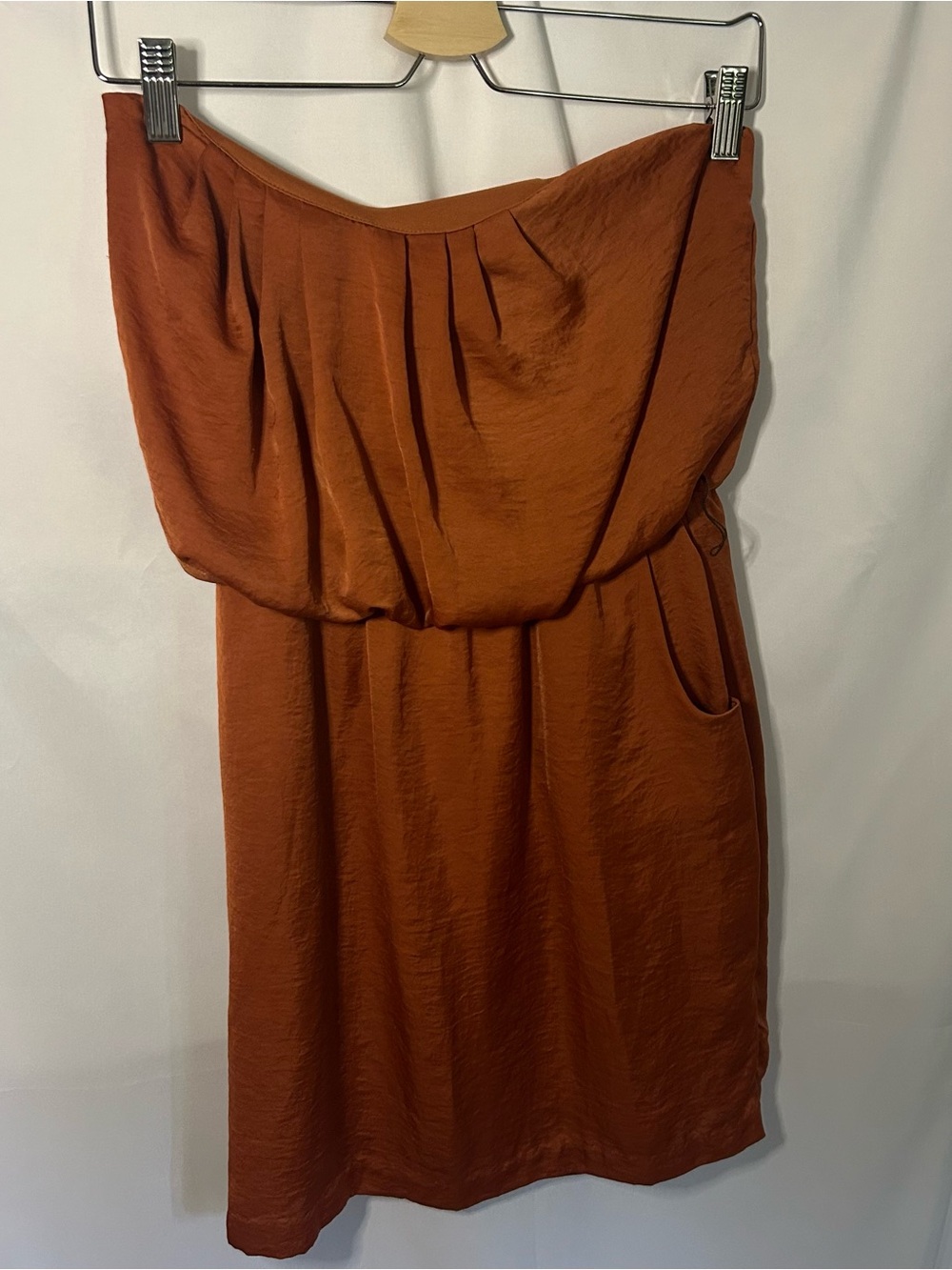Vintage Strapless Rust Orange Blouson Dress